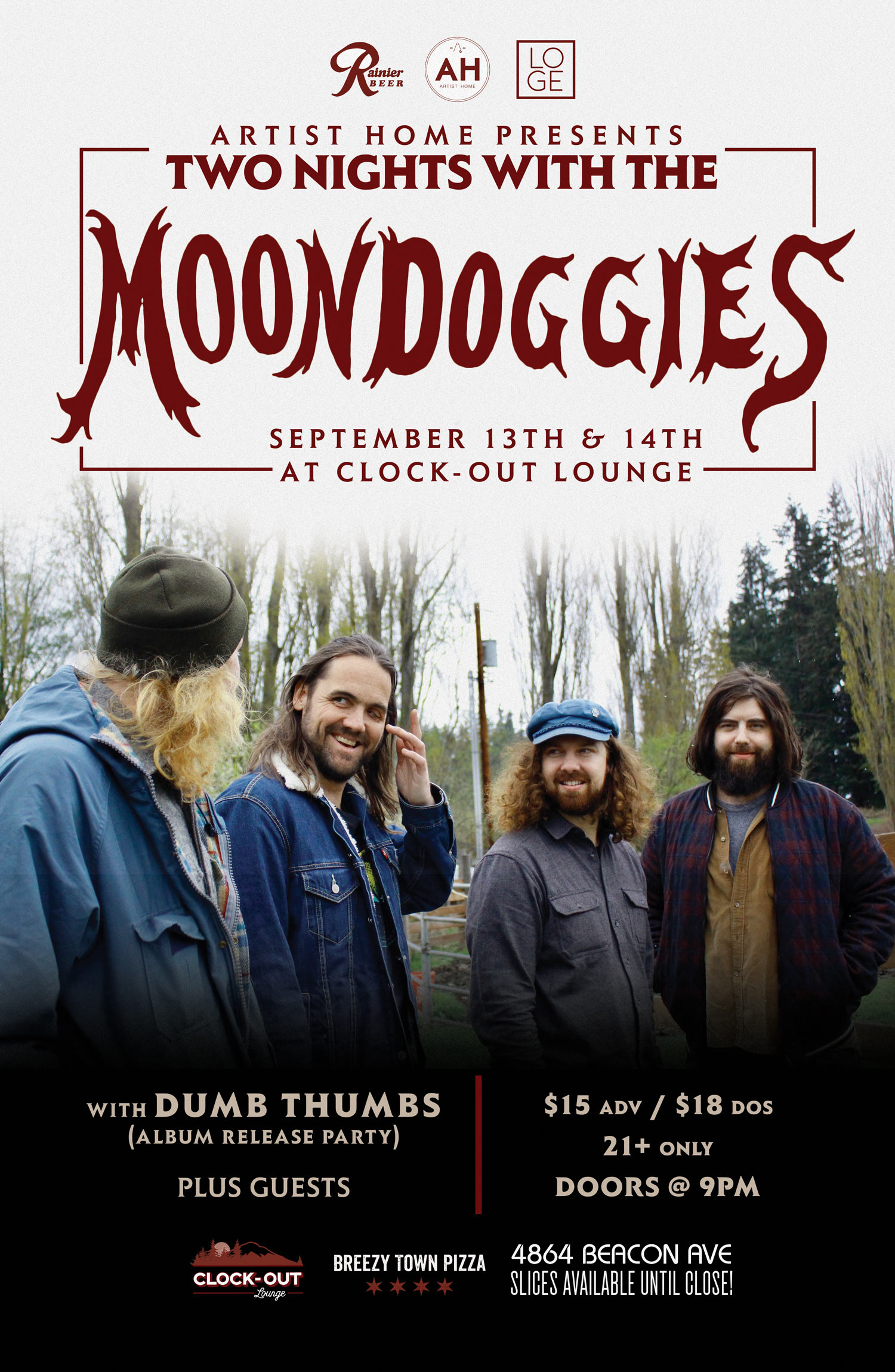 Artist Home Presents 2 Nights with the Moondoggies and Dumb Thumbs at Clock Out Lounge